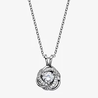 Womens 5/8 CT. T.W. Cubic Zirconia Platinum Over Silver Knot 18 Inch Pendant Necklace