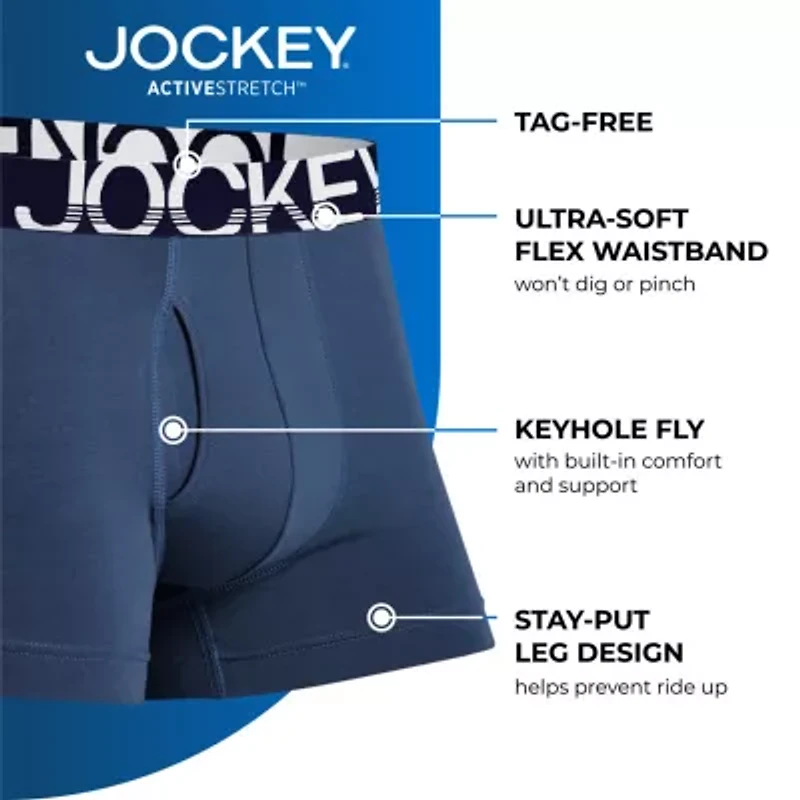 Jockey Active Stretch Mens 3 Pack Boxer Briefs 8797