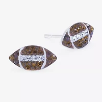Silver Treasures Football Brown Crystal Sterling Silver 11.5mm Stud Earrings