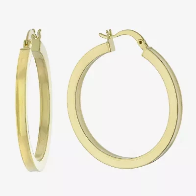 Silver Reflections 24K Gold Over Brass Hoop Earrings