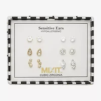 Mixit Womens Cubic Zirconia Flower Star Hypoallergenic 6 Pair Earring Set