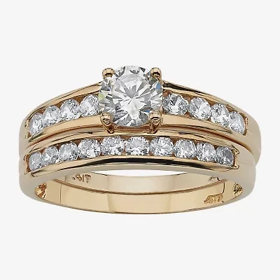 DiamonArt® Womens 1 1/10 CT. T.W. White Cubic Zirconia 10K Gold Round Bridal Set