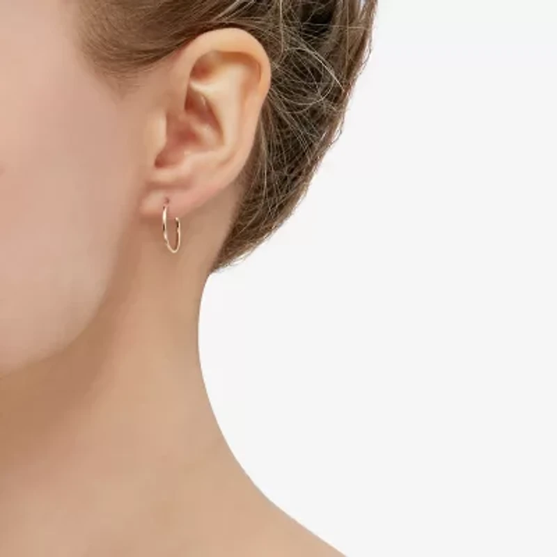 Womens 14K Gold 16mm Round Hoop Earrings