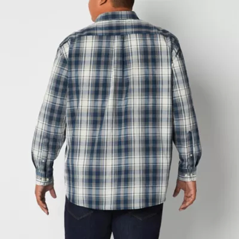 U.S. Polo Assn. Mens Long Sleeve Regular Fit Stretch Fabric Embroidered Big and Tall Button-Down Shirt