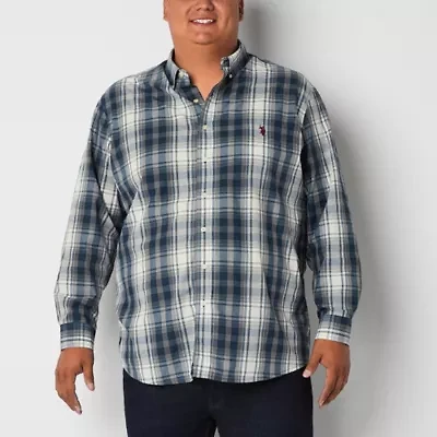 U.S. Polo Assn. Mens Long Sleeve Regular Fit Stretch Fabric Embroidered Big and Tall Button-Down Shirt