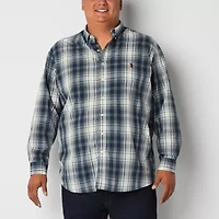 U.S. Polo Assn. Mens Long Sleeve Regular Fit Stretch Fabric Embroidered Big and Tall Button-Down Shirt