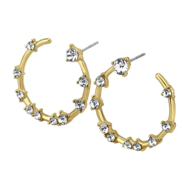 Bijoux Bar Delicates Gold Tone Womens Glass 25mm Circle Hoop Earrings