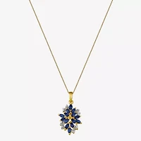 Blue and White Lab-Created Sapphire 14K Yellow Gold Over Sterling Silver Pendant Necklace