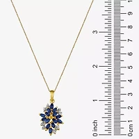 Blue and White Lab-Created Sapphire 14K Yellow Gold Over Sterling Silver Pendant Necklace