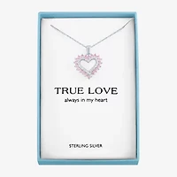 Womens Lab Created Pink Sapphire Sterling Silver Round 18 Inch Pendant Necklace