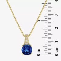 Gemstone 14K Gold Over Silver Cushion Pendant Necklace