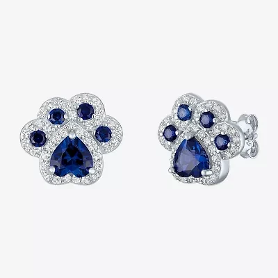 Lab Created Blue Sapphire Sterling Silver 4mm Stud Earrings