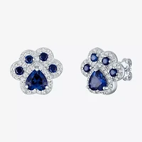 Lab Created Blue Sapphire Sterling Silver 4mm Stud Earrings