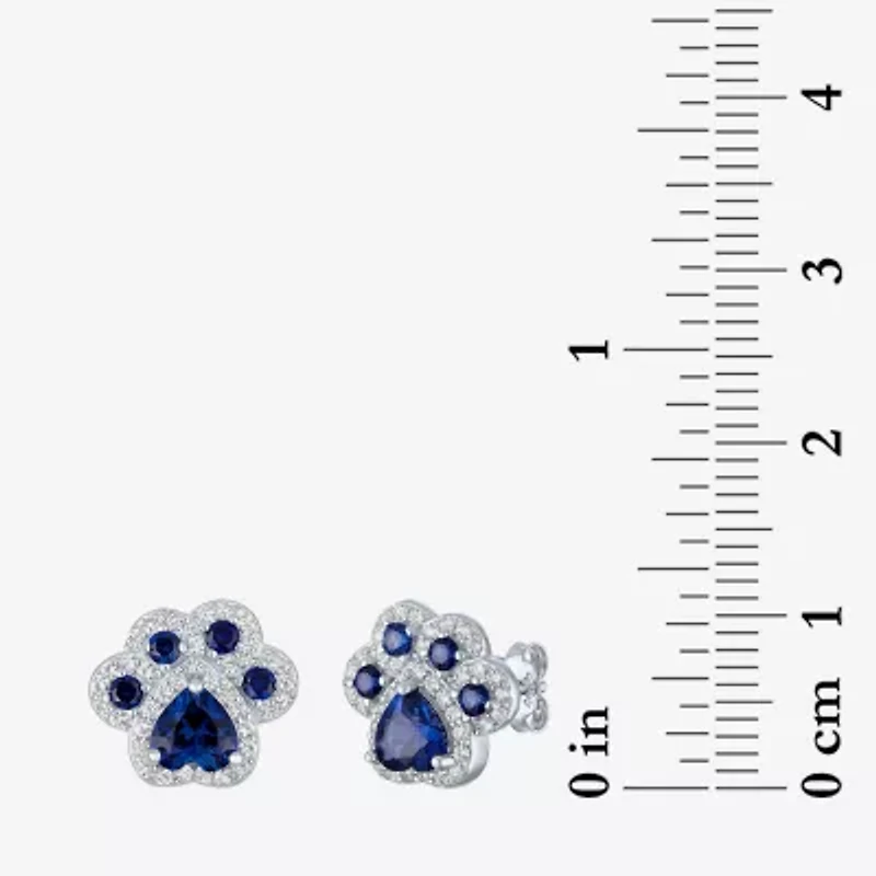 Lab Created Blue Sapphire Sterling Silver 4mm Stud Earrings