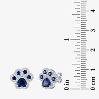 Lab Created Blue Sapphire Sterling Silver 4mm Stud Earrings