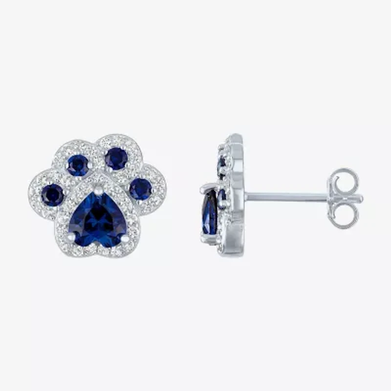 Lab Created Blue Sapphire Sterling Silver 4mm Stud Earrings
