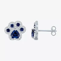 Lab Created Blue Sapphire Sterling Silver 4mm Stud Earrings