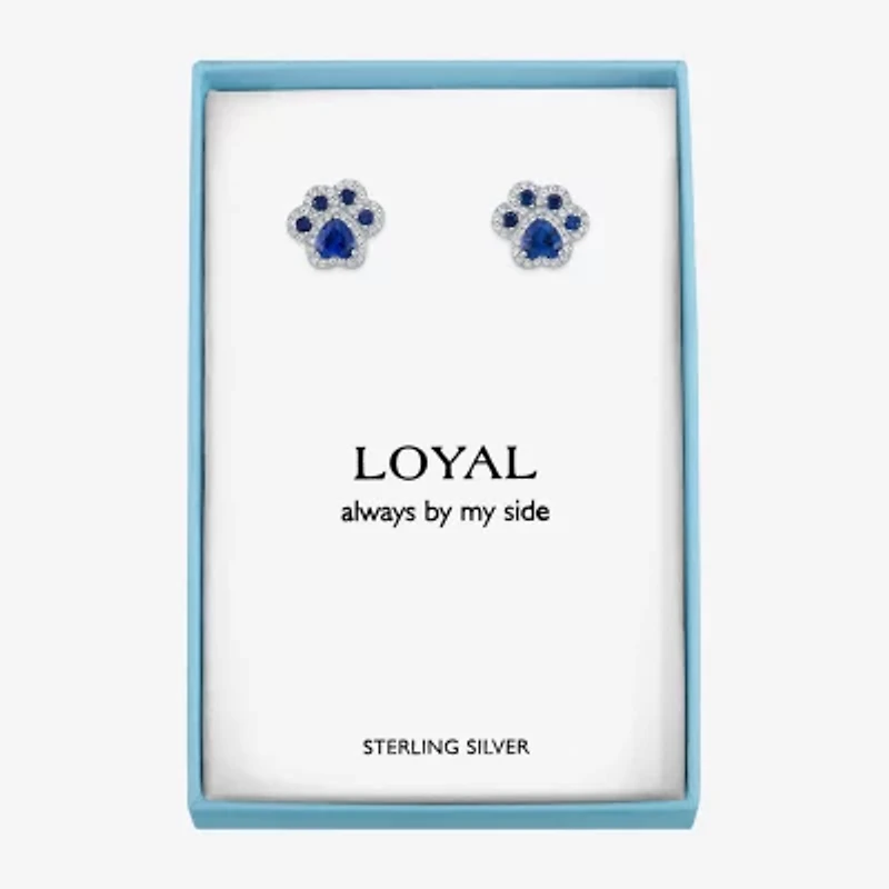 Lab Created Blue Sapphire Sterling Silver 4mm Stud Earrings