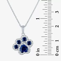 Womens Lab Created Blue Sapphire Sterling Silver 16 Inch Pendant Necklace