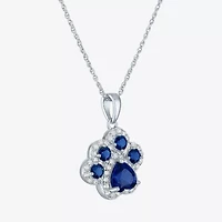 Womens Lab Created Blue Sapphire Sterling Silver 16 Inch Pendant Necklace