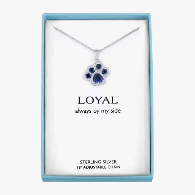 Womens Lab Created Blue Sapphire Sterling Silver 16 Inch Pendant Necklace