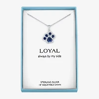 Womens Lab Created Blue Sapphire Sterling Silver 16 Inch Pendant Necklace