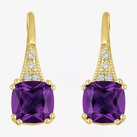 Gemstone 14K Gold Over Silver Cushion Drop Earrings