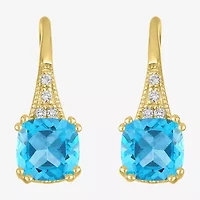 Gemstone 14K Gold Over Silver Cushion Drop Earrings