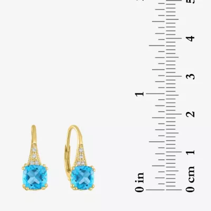 Gemstone 14K Gold Over Silver Cushion Drop Earrings