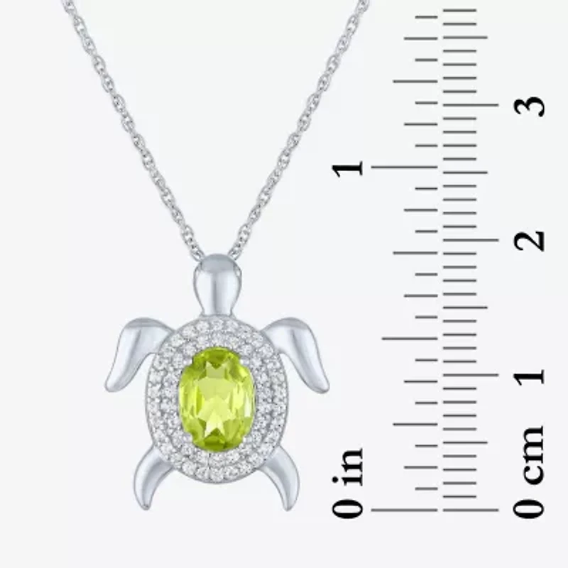 Turtle Womens Genuine Green Peridot Sterling Silver 17 Inch Pendant Necklace
