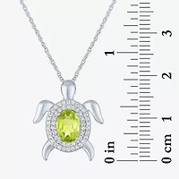 Turtle Womens Genuine Green Peridot Sterling Silver 17 Inch Pendant Necklace