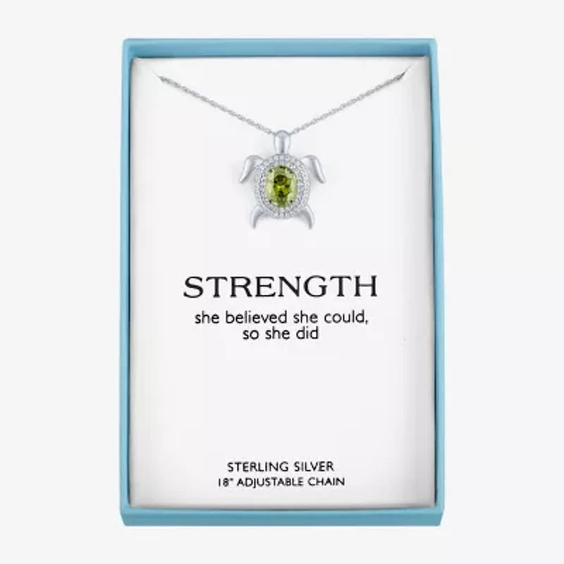 Turtle Womens Genuine Green Peridot Sterling Silver 17 Inch Pendant Necklace