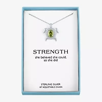 Turtle Womens Genuine Green Peridot Sterling Silver 17 Inch Pendant Necklace