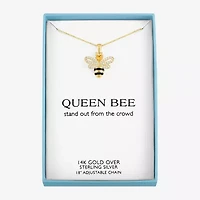 Bumble Bee Womens Genuine Yellow Citrine 14K Gold Over Silver 18 Inch Pendant Necklace