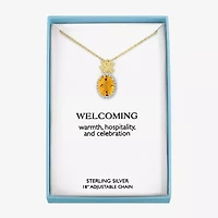 Pineapple Womens Lab Created Yellow Citrine 14K Gold Over Silver 16 Inch Pendant Necklace