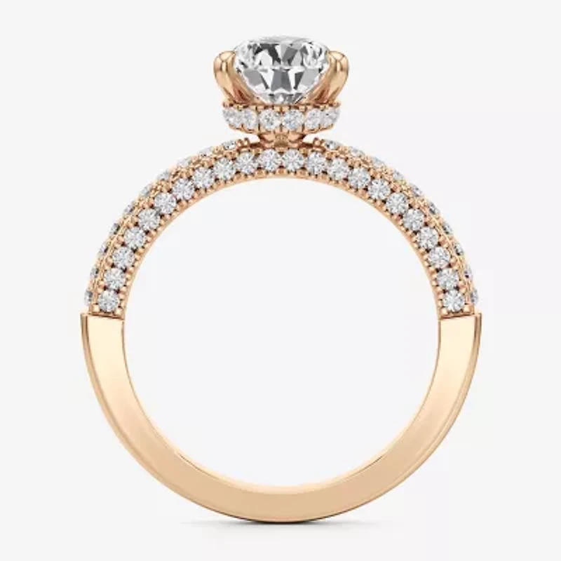 (F / Si2) Womens 2 CT. T.W. Lab Grown White Diamond 10K Gold Pear Side Stone Engagement Ring