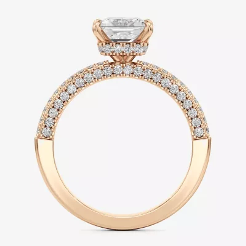(F / Si2) Womens 2 CT. T.W. Lab Grown White Diamond 10K Gold Side Stone Engagement Ring