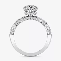 (F / Si2) Womens 2 CT. T.W. Lab Grown White Diamond 10K Gold Pear Side Stone Engagement Ring