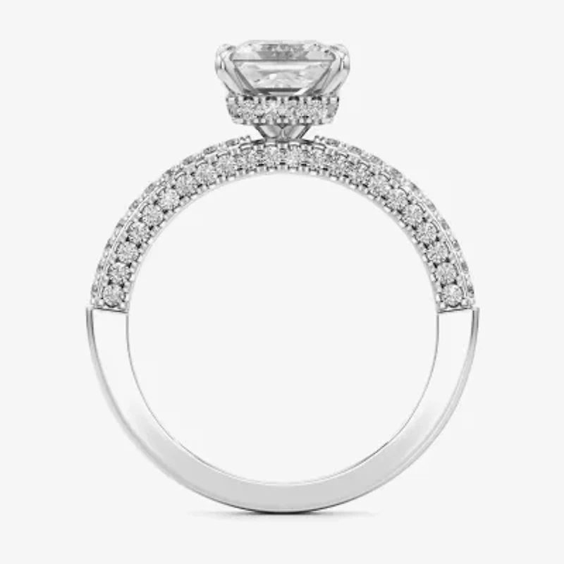 (F / Si2) Womens 2 CT. T.W. Lab Grown White Diamond 10K Gold Side Stone Engagement Ring