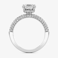 (F / Si2) Womens 2 CT. T.W. Lab Grown White Diamond 10K Gold Side Stone Engagement Ring
