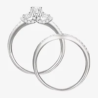 Love Lives Forever (G-H / Vs2-Si1) Womens 1 CT. T.W. Lab Grown White Diamond 10K Gold Round Side Stone 3-Stone Bridal Set