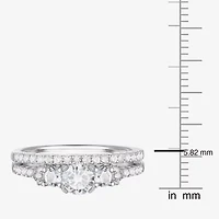 Love Lives Forever (G-H / Vs2-Si1) Womens 1 CT. T.W. Lab Grown White Diamond 10K Gold Round Side Stone 3-Stone Bridal Set