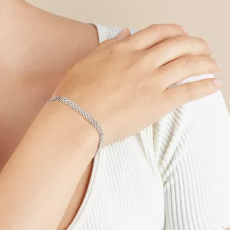 Athra Sterling Silver 7 Inch Solid Bismark Chain Bracelet