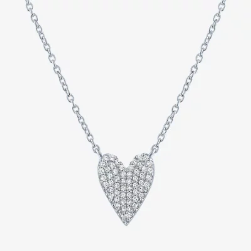 Diamond Addiction (G-H / Si2-I1) Womens 1/6 CT. T.W. Lab Grown White Diamond Sterling Silver Heart 16 Inch Pendant Necklace