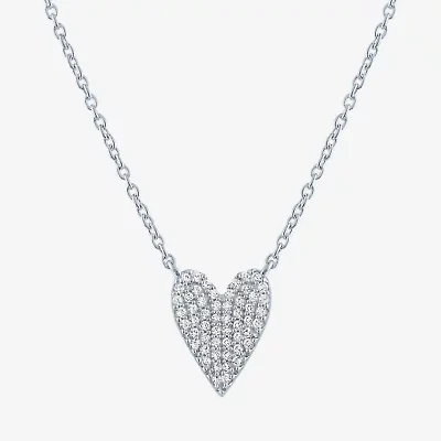 Diamond Addiction (G-H / Si2-I1) Womens 1/6 CT. T.W. Lab Grown White Diamond Sterling Silver Heart 16 Inch Pendant Necklace