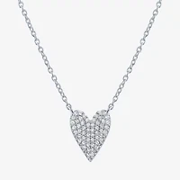 Diamond Addiction (G-H / Si2-I1) Womens 1/6 CT. T.W. Lab Grown White Diamond Sterling Silver Heart 16 Inch Pendant Necklace