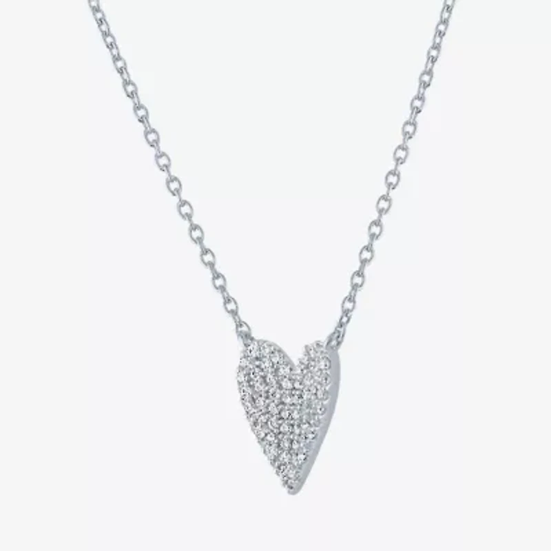 Diamond Addiction (G-H / Si2-I1) Womens 1/6 CT. T.W. Lab Grown White Diamond Sterling Silver Heart 16 Inch Pendant Necklace