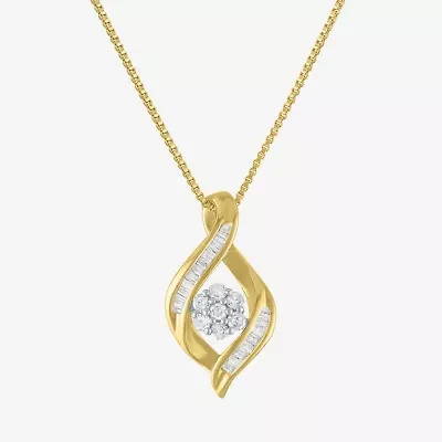 Diamond Blossom 1/5 CT.T.W. Natural Cluster Sterling SIlver Swirl Pendant Necklace