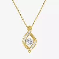 Diamond Blossom 1/5 CT.T.W. Natural Cluster Sterling SIlver Swirl Pendant Necklace