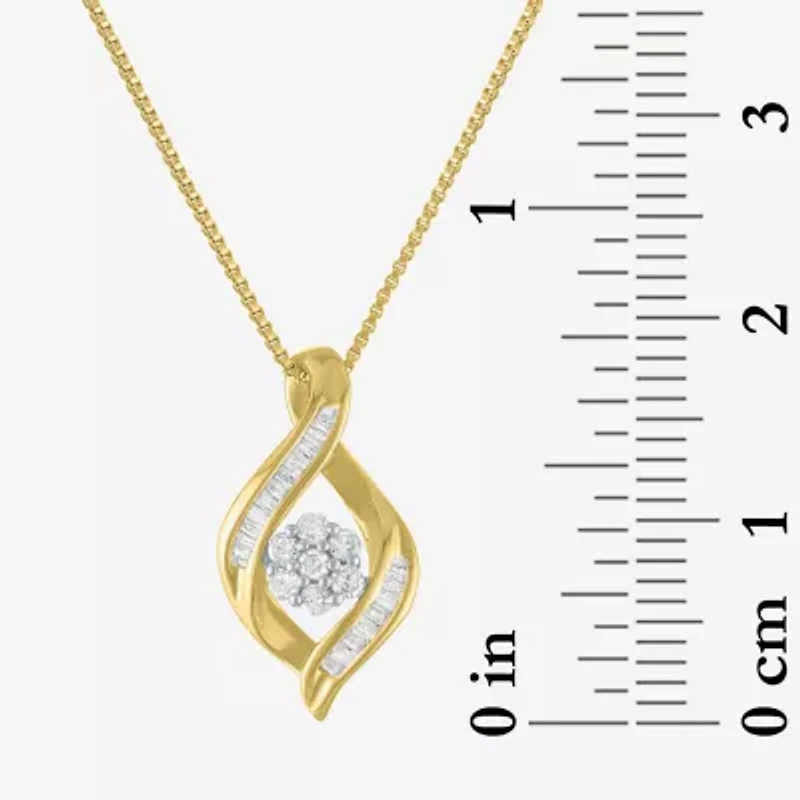Diamond Blossom 1/5 CT.T.W. Natural Cluster Sterling SIlver Swirl Pendant Necklace